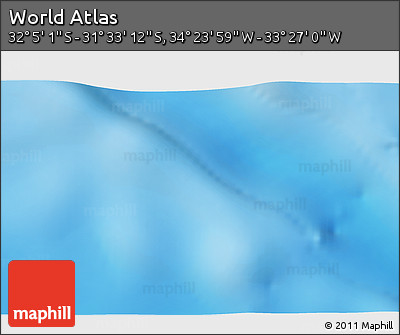 Physical 3D Map of the Area around 31° 49' 7" S, 33° 55' 29" W