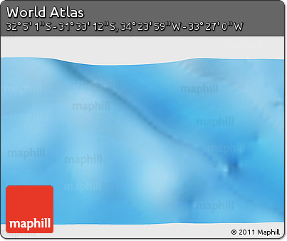 Physical 3D Map of the Area around 31° 49' 7" S, 33° 55' 29" W