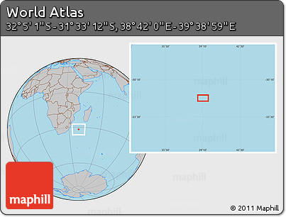 Gray Location Map of the Area around 31° 49' 7" S, 39° 10' 29" E
