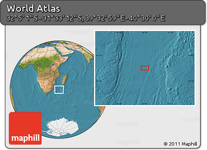 Satellite Location Map of the Area around 31° 49' 7" S, 40° 1' 29" E