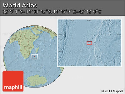 Savanna Style Location Map of the Area around 31° 49' 7" S, 41° 43' 30" E, hill shading