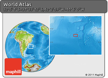 Physical Location Map of the Area around 31° 49' 7" S, 41° 34' 30" W