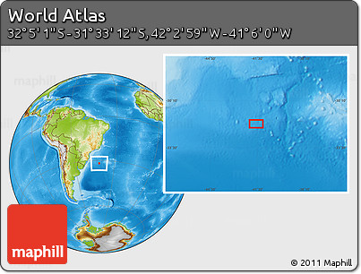Physical Location Map of the Area around 31° 49' 7" S, 41° 34' 30" W