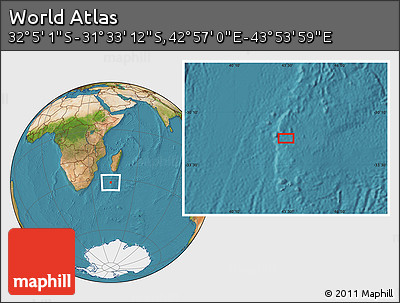 Satellite Location Map of the Area around 31° 49' 7" S, 43° 25' 29" E
