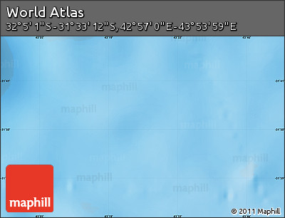 Physical Map of the Area around 31° 49' 7" S, 43° 25' 29" E
