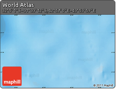 Physical Map of the Area around 31° 49' 7" S, 43° 25' 29" E