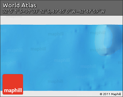 Physical 3D Map of the Area around 31° 49' 7" S, 43° 16' 29" W