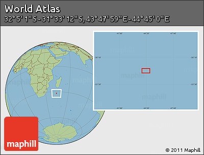 Savanna Style Location Map of the Area around 31° 49' 7" S, 44° 16' 29" E
