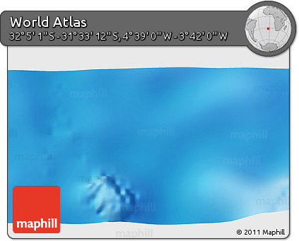 Shaded Relief 3D Map of the Area around 31° 49' 7" S, 4° 10' 30" W