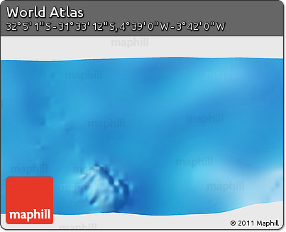 Shaded Relief 3D Map of the Area around 31° 49' 7" S, 4° 10' 30" W