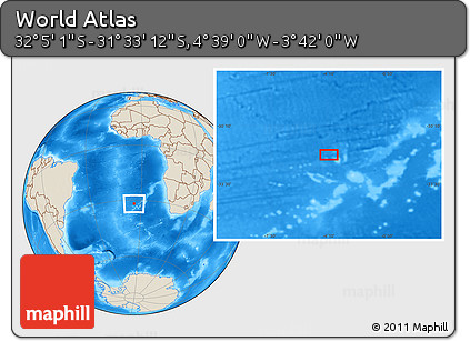 Shaded Relief Location Map of the Area around 31° 49' 7" S, 4° 10' 30" W