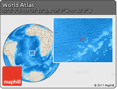 Shaded Relief Location Map of the Area around 31° 49' 7" S, 4° 10' 30" W