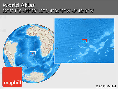 Shaded Relief Location Map of the Area around 31° 49' 7" S, 4° 10' 30" W