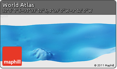 Shaded Relief Panoramic Map of the Area around 31° 49' 7" S, 4° 10' 30" W