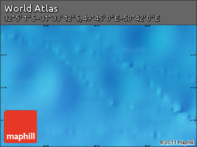 Physical Map of the Area around 31° 49' 7" S, 50° 13' 30" E