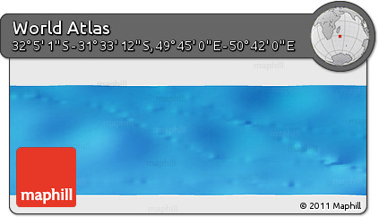 Physical Panoramic Map of the Area around 31° 49' 7" S, 50° 13' 30" E