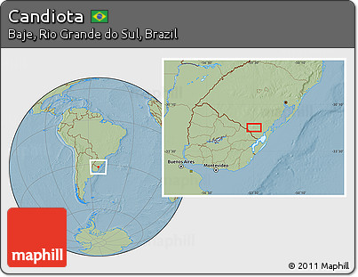 Savanna Style Location Map of Candiota, hill shading