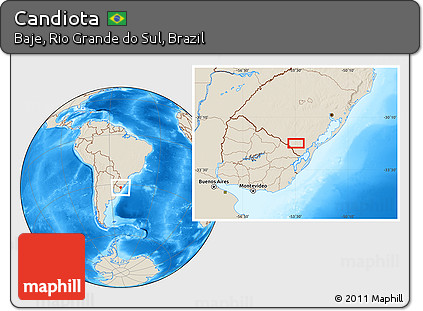 Shaded Relief Location Map of Candiota