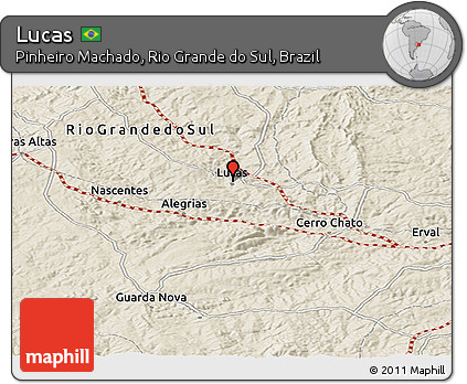 Shaded Relief Panoramic Map of Lucas