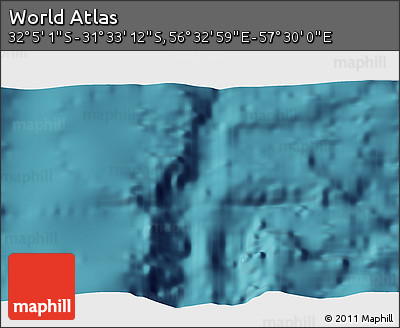 Satellite 3D Map of the Area around 31° 49' 7" S, 57° 1' 29" E