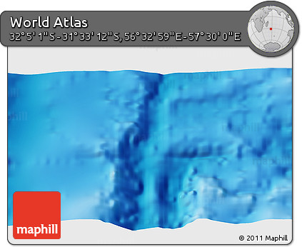 Shaded Relief 3D Map of the Area around 31° 49' 7" S, 57° 1' 29" E