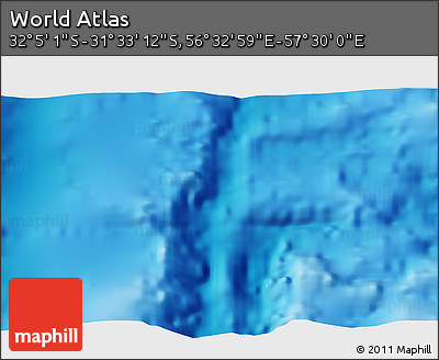 Shaded Relief 3D Map of the Area around 31° 49' 7" S, 57° 1' 29" E