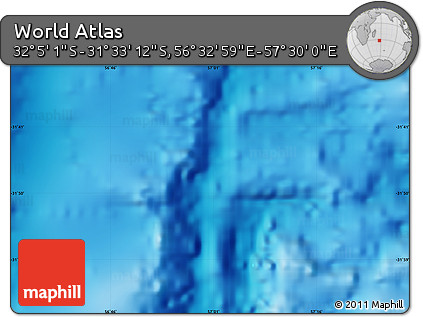 Physical Map of the Area around 31° 49' 7" S, 57° 1' 29" E