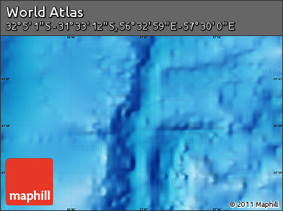 Physical Map of the Area around 31° 49' 7" S, 57° 1' 29" E