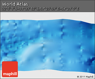 Physical 3D Map of the Area around 31° 49' 7" S, 57° 52' 30" E