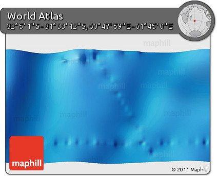 Physical 3D Map of the Area around 31° 49' 7" S, 61° 16' 29" E