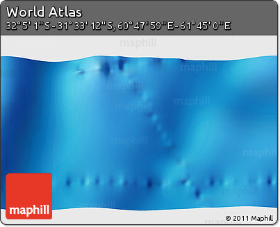 Physical 3D Map of the Area around 31° 49' 7" S, 61° 16' 29" E