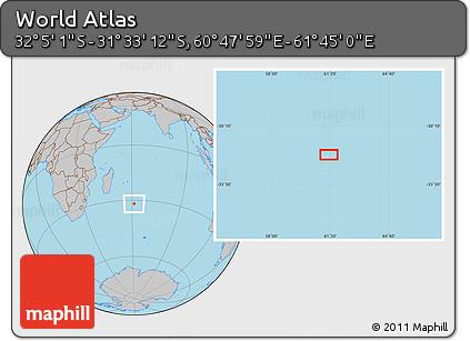 Gray Location Map of the Area around 31° 49' 7" S, 61° 16' 29" E