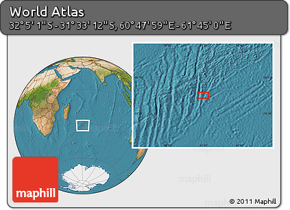 Satellite Location Map of the Area around 31° 49' 7" S, 61° 16' 29" E