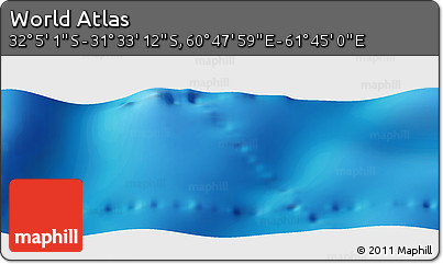 Physical Panoramic Map of the Area around 31° 49' 7" S, 61° 16' 29" E