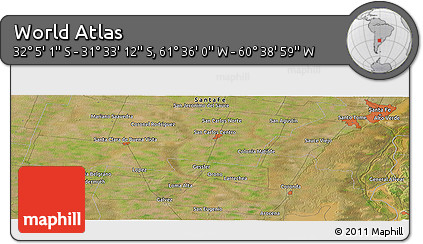 Satellite Panoramic Map of the Area around 31° 49' 7" S, 61° 7' 30" W