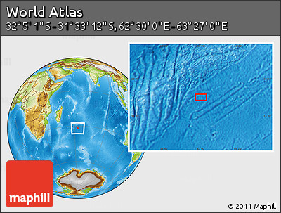 Physical Location Map of the Area around 31° 49' 7" S, 62° 58' 30" E