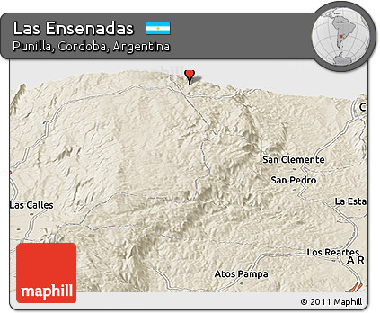 Shaded Relief Panoramic Map of Las Ensenadas