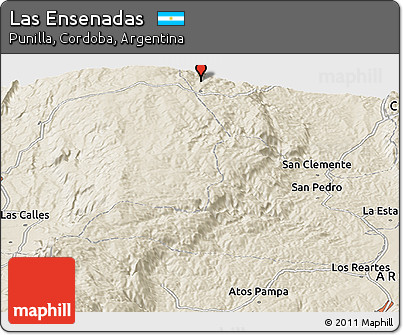 Shaded Relief Panoramic Map of Las Ensenadas