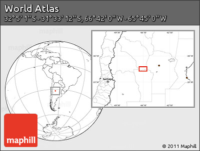 Blank Location Map of the Area around 31° 49' 7" S, 66° 13' 29" W