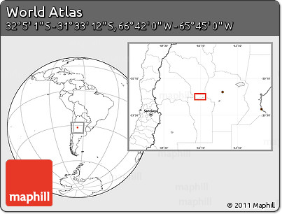 Blank Location Map of the Area around 31° 49' 7" S, 66° 13' 29" W