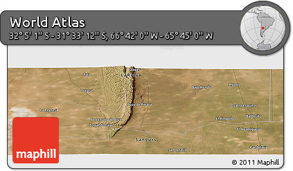 Satellite Panoramic Map of the Area around 31° 49' 7" S, 66° 13' 29" W