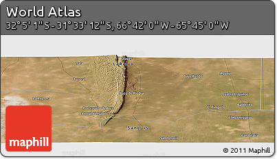 Satellite Panoramic Map of the Area around 31° 49' 7" S, 66° 13' 29" W