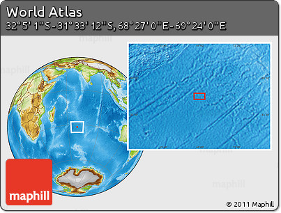 Physical Location Map of the Area around 31° 49' 7" S, 68° 55' 30" E