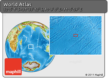 Physical Location Map of the Area around 31° 49' 7" S, 70° 37' 30" E