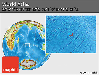 Physical Location Map of the Area around 31° 49' 7" S, 70° 37' 30" E
