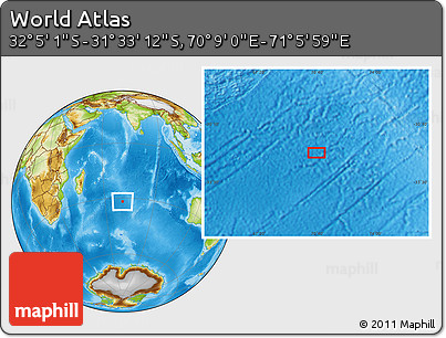 Physical Location Map of the Area around 31° 49' 7" S, 70° 37' 30" E