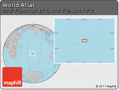 Gray Location Map of the Area around 31° 49' 7" S, 71° 28' 29" E