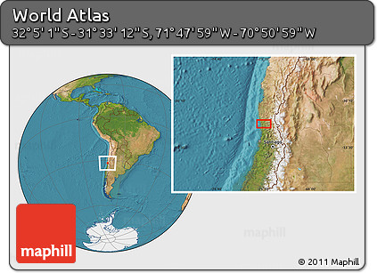 Satellite Location Map of the Area around 31° 49' 7" S, 71° 19' 29" W