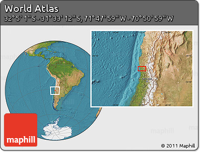 Satellite Location Map of the Area around 31° 49' 7" S, 71° 19' 29" W