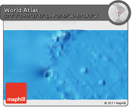 Physical 3D Map of the Area around 31° 49' 7" S, 73° 52' 30" W